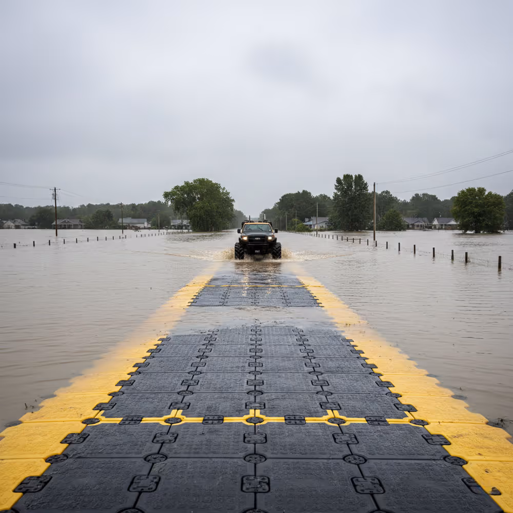 emergency Heavy duty plastic trackway mat for vehicle access